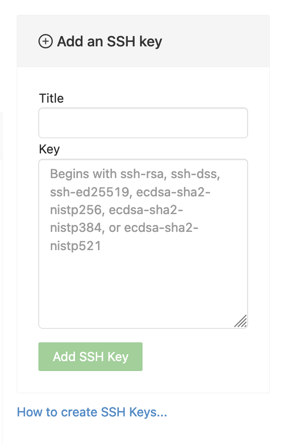 enter title and public ssh key