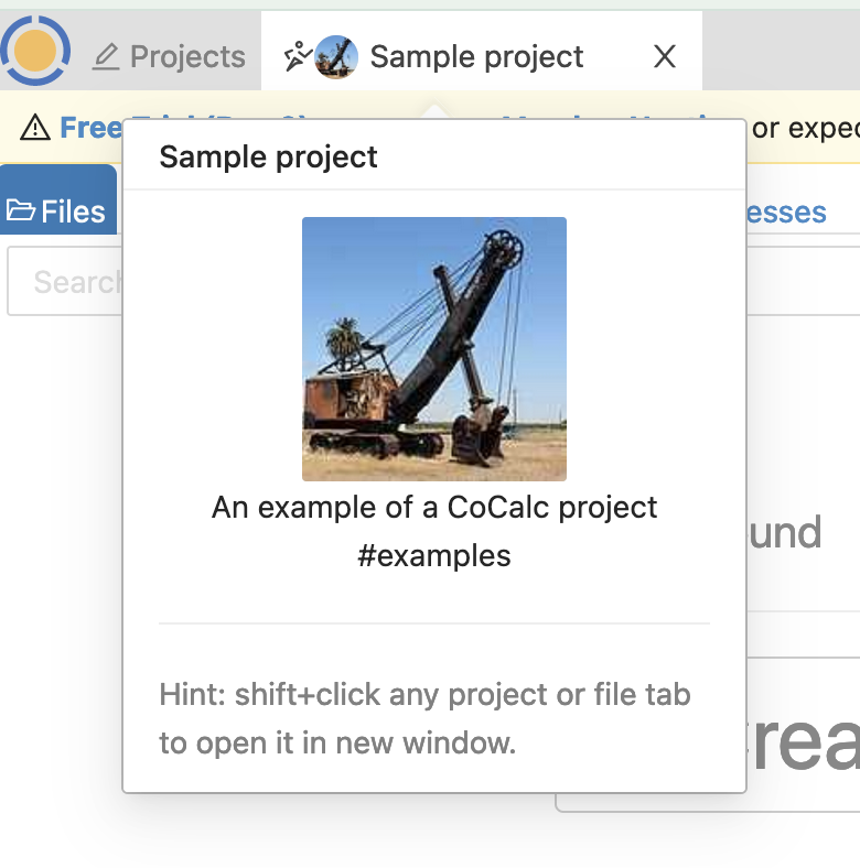 large project image when hovering over project tab