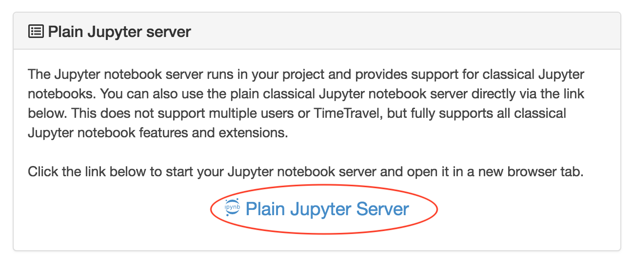 button to start the Plain Jupyter Server