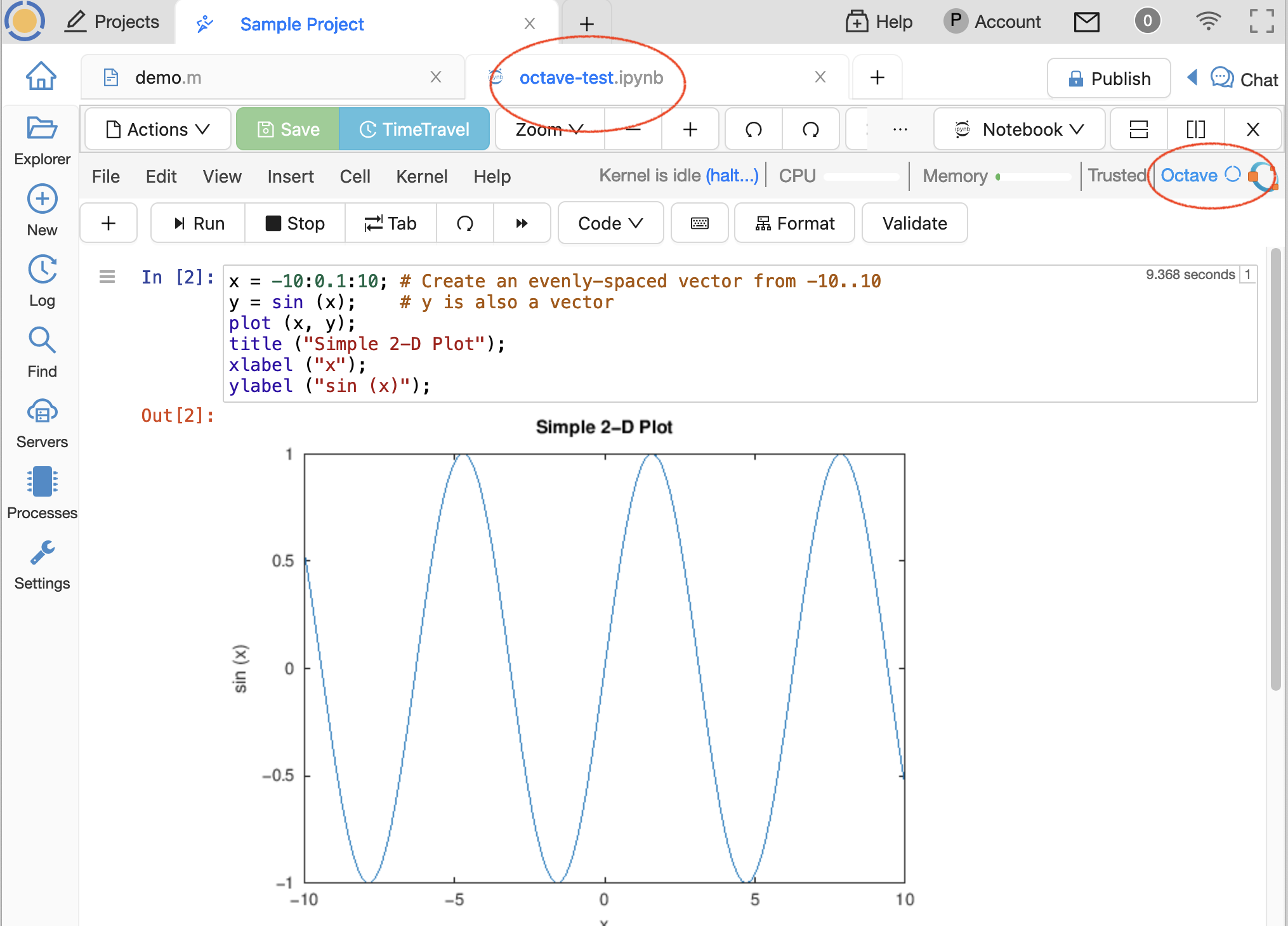 octave in a jupyter notebook