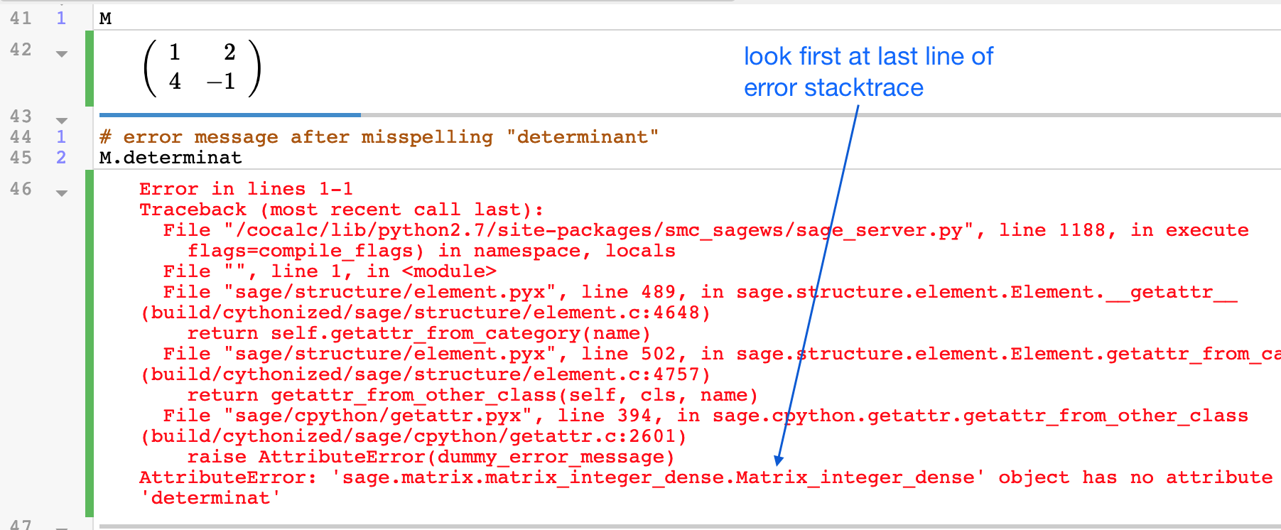 stacktrace from an error